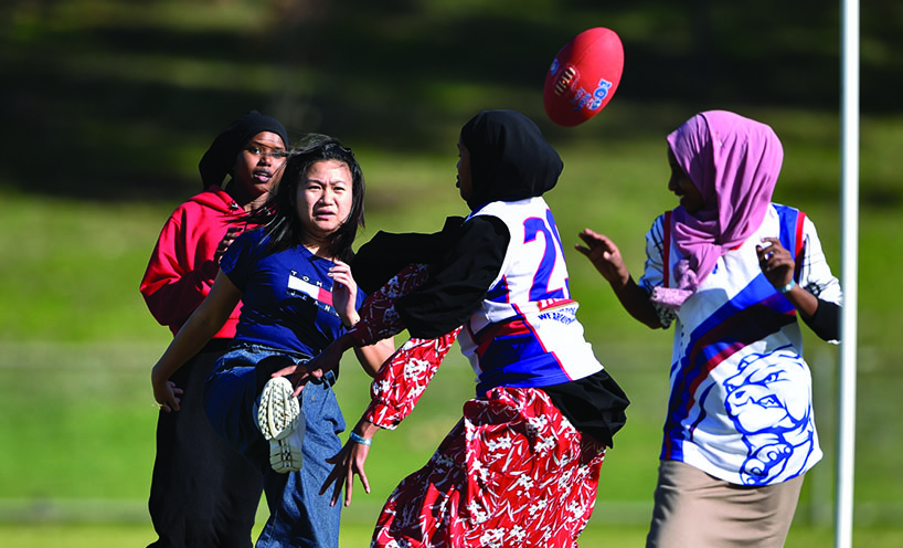 Girls participating in the Introduction to Mainstream Sports Program Gala Match Day